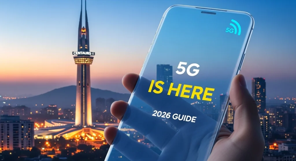 5G in Pakistan 2026 official guide showing 1400 Mbps speed test on smartphone in Islamabad