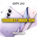 An itel City 200 bouncing off a hard floor to show Military Standard 810H durability.