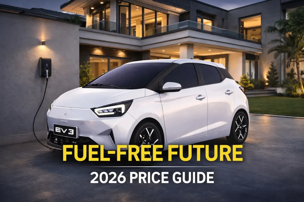 Side view of the new white JMEV EV3 electric hatchback launched by CSM in Pakistan.