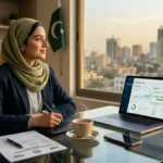 A professional Pakistani freelancer analyzing their taxes for the 2026 fiscal year on a laptop, optimized for the primary keyword Freelancer Tax.