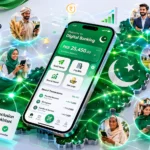 HugoBank digital bank Pakistan mobile app interface showing financial inclusion features and account dashboard