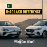 MG Bingo EV vs JMEV3 side by side comparison showing price difference of 10 lakh rupees in Pakistan 2026